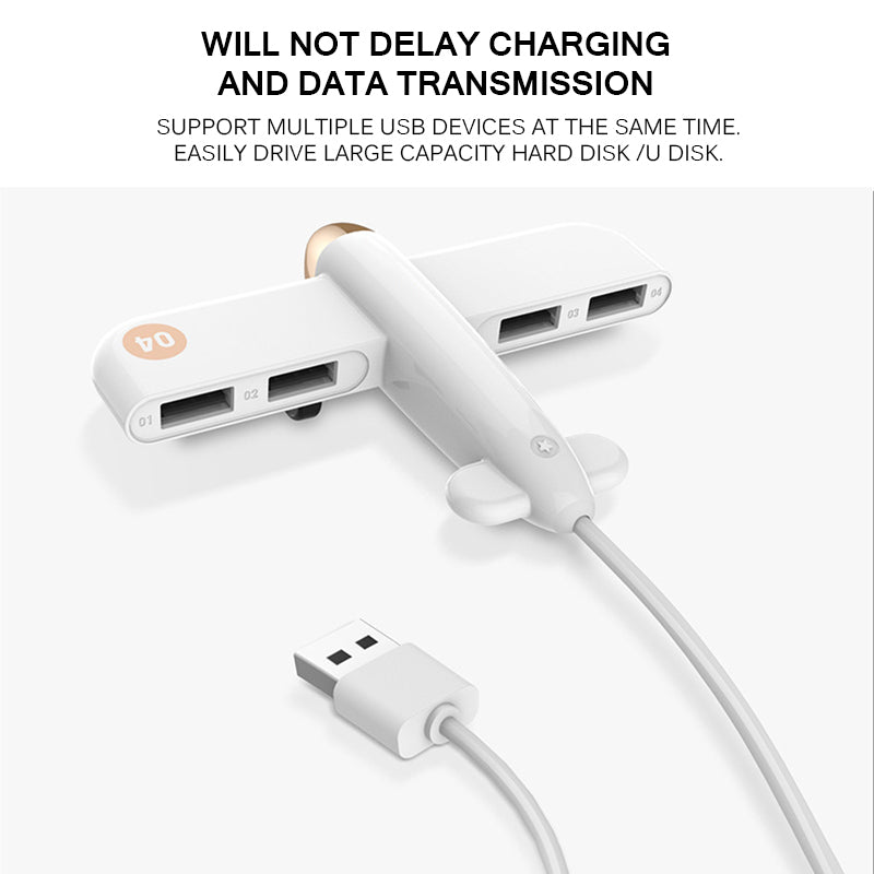 4 Ports USB 2.0 HUB Aircraft Shape Splitter