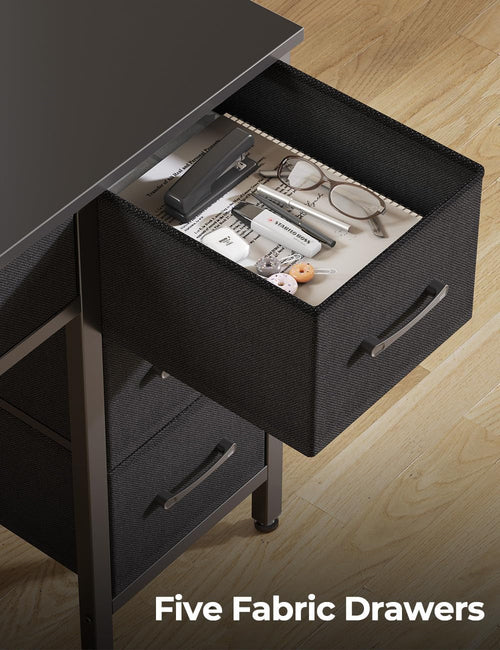 39 Inch Computer Desk With Power Outlets And LED Light