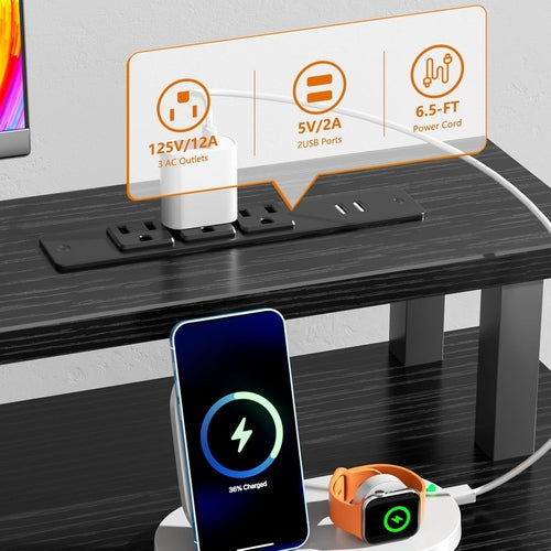 Black Computer Desk with 4 Drawers, 60" Long Office Desk with Fabric